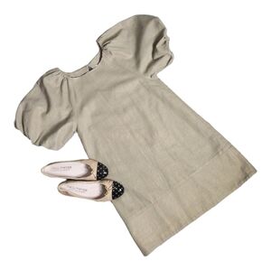 Kensie Mini Dress  Statement Puffy Sleeves Keyhole Linen Blnd Shift Mimalist 6